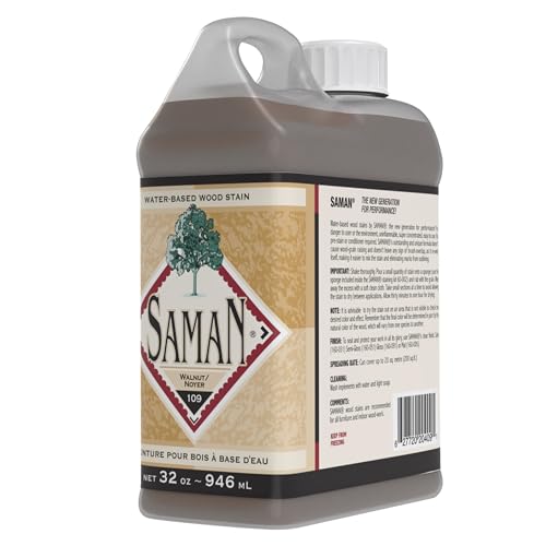 SamaN Interior Water Based Wood Stain - Natural Stain for Furniture, Moldings, Wood Paneling, Cabinets (Walnut TEW-109-32, 32 oz) - color: Walnut, size: 1 Quart