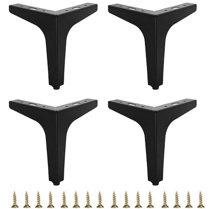 6 inch Matte Black Metal Furniture Legs,Set of 4,2mm Thick - color: Black, size: 6 inch (2 thick)
