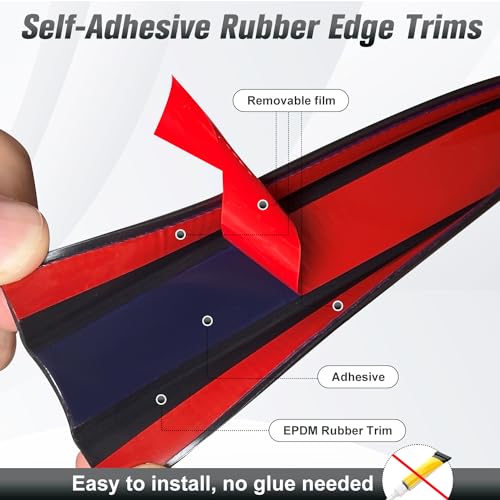 Rubber Edge Trim, 1-3/8 inch (35mm) Wide U Channel Edge Trim, Big Size U Shaped Trim, Self Adhesive Edge Banding for Plywood, Woods,Interior Doors, Countertop, Length 20Ft, Black - size: Size1-3/8"(Fit 1-5/16"~1-716"), L20'