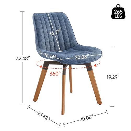 Art Leon Mid Century Upholstered Swivel Fabric Dining Chairs Set of 4 Blue - color: Blue, size: Set of 4-Fabric