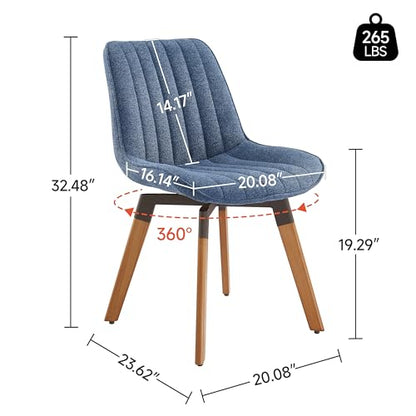 Art Leon Mid Century Upholstered Swivel Fabric Dining Chairs Set of 4 Blue - color: Blue, size: Set of 4-Fabric