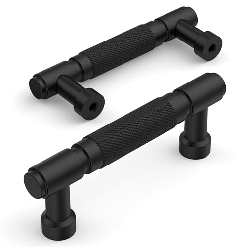 Amerdeco 10 Pack Matte Black knurled Cabinet Pulls 3" - color: Matte Black, size: 3" hole center