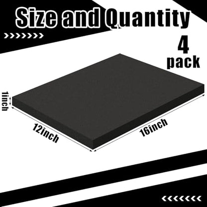 4 Pcs 1" Thick Foam Padding Sheet with Adhesive Backing Closed Cell - color: Black, size: 1 Inch Thick, 16 x 12 Inches