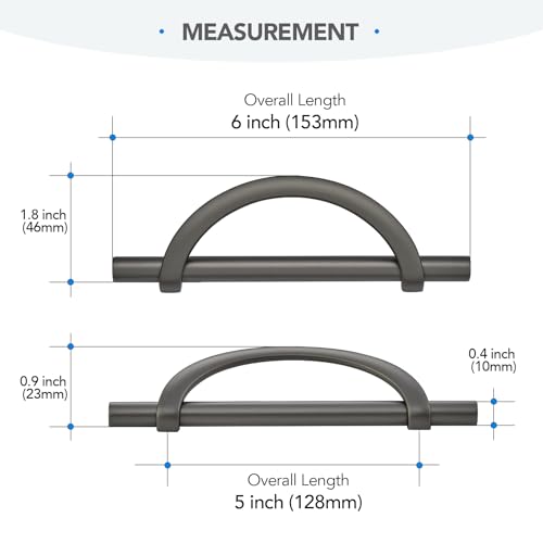 HOME EDIT Pearl Grey Cabinet Pulls Curved, 5 Inch/128 mm, 10 Pack - color: Pearl Grey, size: 5 Inch Hole Center