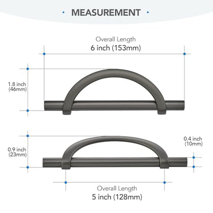 HOME EDIT Pearl Grey Cabinet Pulls Curved, 5 Inch/128 mm, 10 Pack - color: Pearl Grey, size: 5 Inch Hole Center