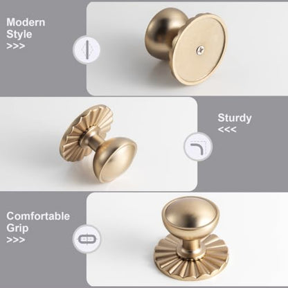 6Pack Champagne Bronze Cabinet Knobs with Backplate Drawer knobs - color: Champagne Bronze, style: Daisy