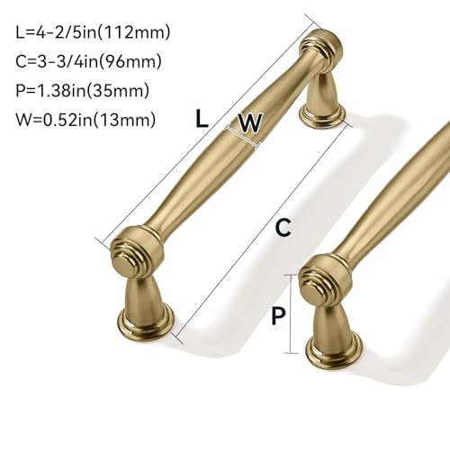 10 Pack 3-3/4inch(96mm) Center to Center Champagne Bronze Cabinet Pulls Champagne Brass Handles for Cabinets Cupboard Solid Heavy Duty Drawer Handles Dressers Kitchens bedrooms - color: Champagne Bronze, size: 3-3/4inch(96mm) Center to Center