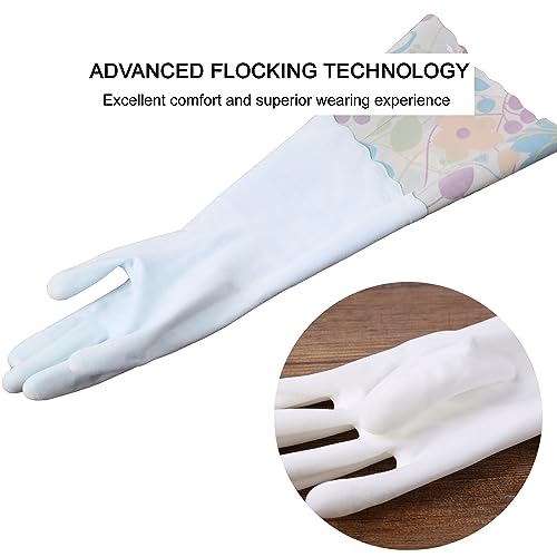 Bamllum 16-Inch Latex-Free Cleaning Gloves, Cotton Flocked Liner, Large - color: Yellow+pink, size: Large