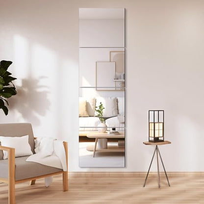 Delma Glass Full Length Wall Mirror Tiles, 14'' x 12'' 4PCS - size: 14''x12''-4PCS
