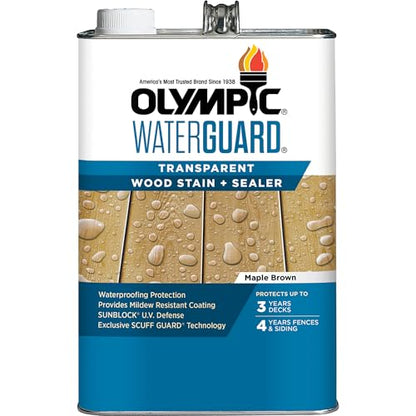 Olympic WaterGuard 1 gal Maple Brown Transparent Wood Stain & Sealer