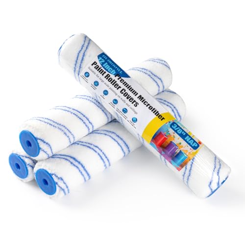 12 Inch Microfiber Paint Roller Covers, 3/8" Nap, 4 Pack - size: 12 Inch Paint Roller Kit, 4 Pack