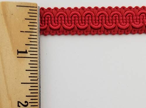 1/2" Scroll Braid Gimp w/Backing - 10 Continuous Yards - Many Color Options! (Red) - color: Red