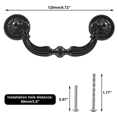 4 Pack 3.5" Hole Center Bail Pull Antique Black Drawer Handle - color: Black, size: 3.5 Inch