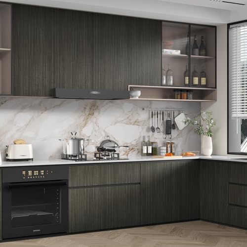 Black/Grey Wood Grain Contact Paper Counter Top Peel and Stick Waterproof - color: Black, size: 15.7" x 118"