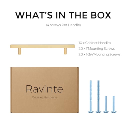 Ravinte Champagne Gold Handles Square Cabinet Hardware 6-1/4 Inch 10 Pack - size: 6-1/4" Hole Center