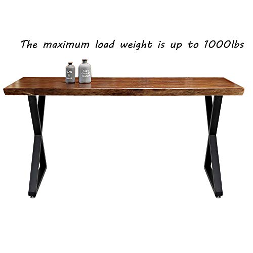 TIEOU Metal Legs for Table X Shape 28" H Tall Industrial Black Table Legs Heavy Duty Metal Desk Legs Set of 2(Without Boards) - size: X Shape-28"H