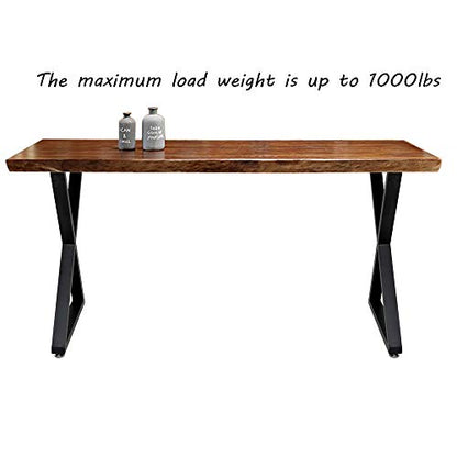 TIEOU Metal Legs for Table X Shape 28" H Tall Industrial Black Table Legs Heavy Duty Metal Desk Legs Set of 2(Without Boards) - size: X Shape-28"H