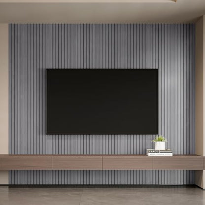 YLL YLL PVC Slat Wall Panel Peel and Stick 236"x 15.7" Faux Grey Wood Grain Slat Panel Self-Adhesive Wallpaper Soundproof 3D Wall Panels - color: Gray, size: 15.7" x 236"