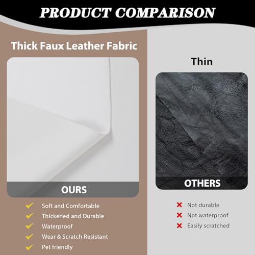 Faux Leather Vinyl Upholstery Fabric by The Yard 1.3mm Thick 55" x 180" - color: Off White, size: 5 Yards