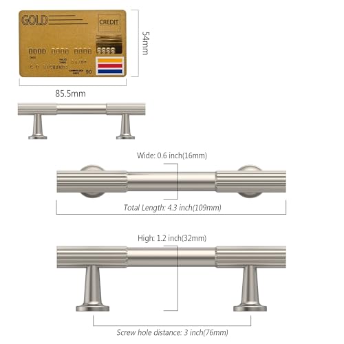 Amerdeco 10 Pack Brushed Satin Nickel Cabinet Pulls 3" - color: Brushed Satin Nickel, size: 3"/76MM