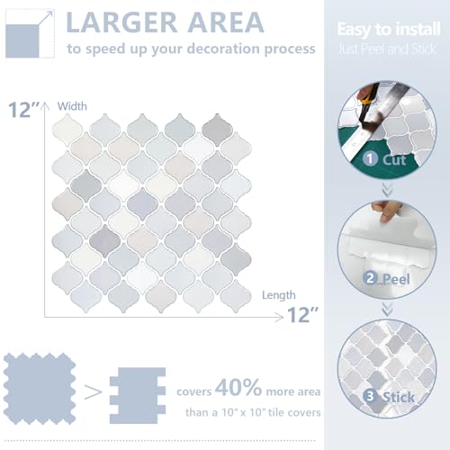 STICKGOO Arabesque Peel and Stick Backsplash Tile for Kitchen, Light Tones - color: Light Tones