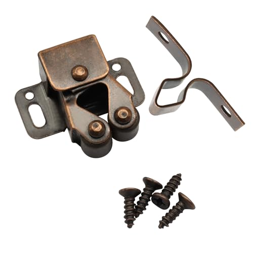 2 Pack Double Roller Catch, Bronze Cabinet Latch with Screws - color: Bronze