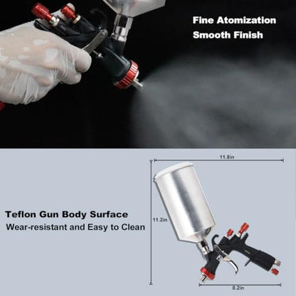 AEROPRO Tools R500 LVLP Double Air Spray Gun Kit with 1000cc Aluminum Cup - size: A610 Double Spray Gun Kit