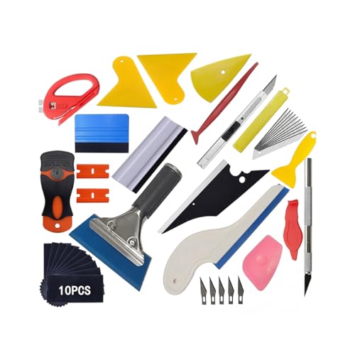 43PCS Car Window Tint Kits, Automotive Glass Protective Film Tinting Tool with Squeegee Cutting Knife, Vehicle Window Vinyl Wrapping Installation Tint Set, Universal Fit - size: 43PCS