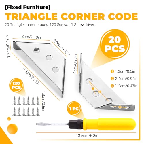 20 Pcs Furniture Corner Connector Heavy Duty Triangular Support