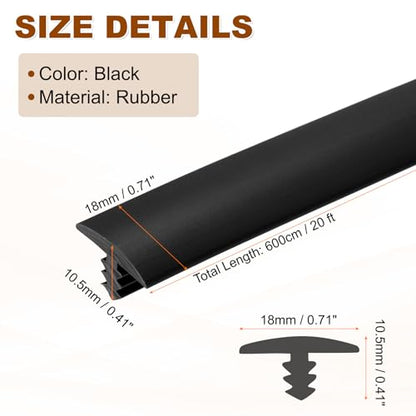uxcell T Rubber Trim Molding 23/32 Inch x 20ft Edge Banding Trims Black - color: Black, size: 23/32 Inch x 20 ft