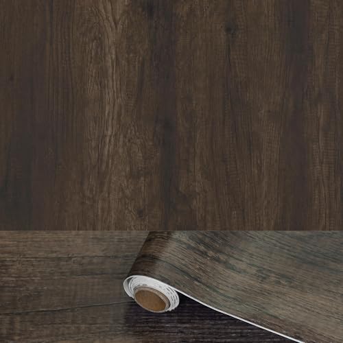 Dark Wood Contact Paper for Countertops Peel and Stick Wallpaper - size: 16" x 78"