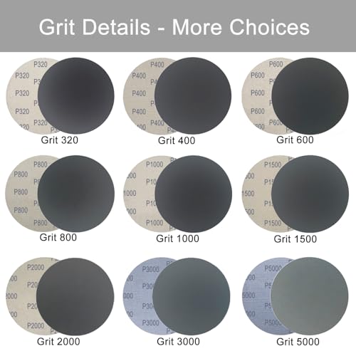 6 Inch 50 Pcs Wet Dry Hook and Loop Sanding Discs, No Hole, 1500 Grit - style: Grit 1500