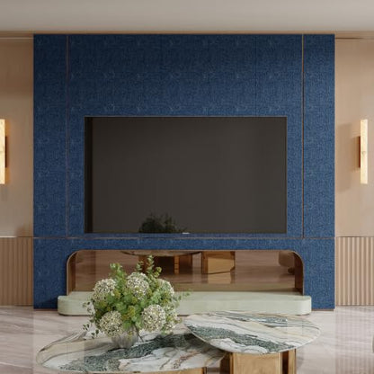 Yutianli 3D Wall Panel Peel and Stick Soundproof Foam Linen Wall Cloth Blue 16.7"x118" Self-Adhesive Decorative Wallpaper Anti-Collision Wall Padding - color: Blue