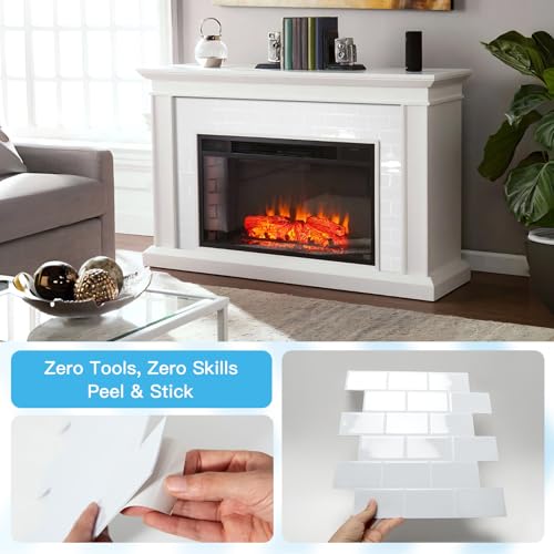 Art3d 10-Pack Subway Peel and Stick Backsplash, White Washed, 12 x 12 Inch - color: White Washed