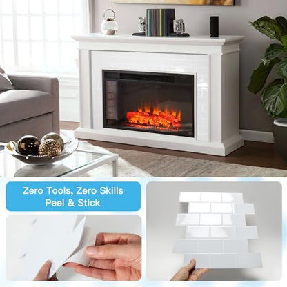 Art3d 10-Pack Subway Peel and Stick Backsplash, White Washed, 12 x 12 Inch - color: White Washed