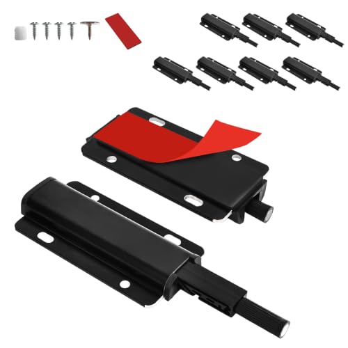 9 Pack Magnetic Push Open Cabinet Latch Heavy Duty Catch Hidden Door - size: 9 Pcs Black Magnetic Cabinet Latch