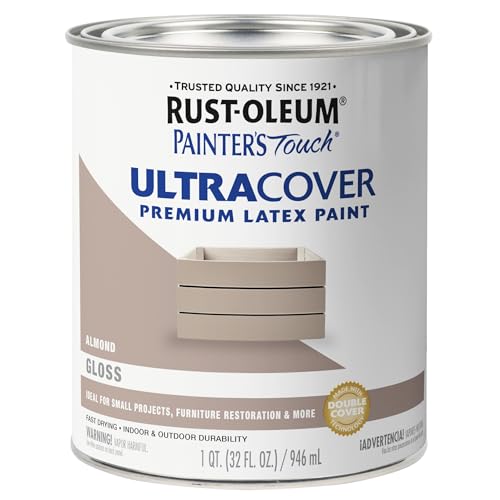 Rust-Oleum Almond Painter's Touch 2X Ultra Cover Premium Latex Paint - color: Gloss Almond, size: 1 Quarts (Pack of 1)
