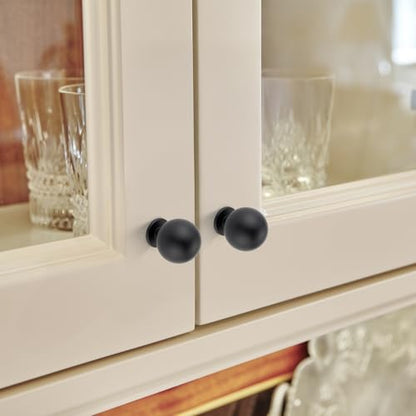 Black Cabinet Knobs 12 Pack Round Ball Drawers Knobs, 1" Diameter - color: Black