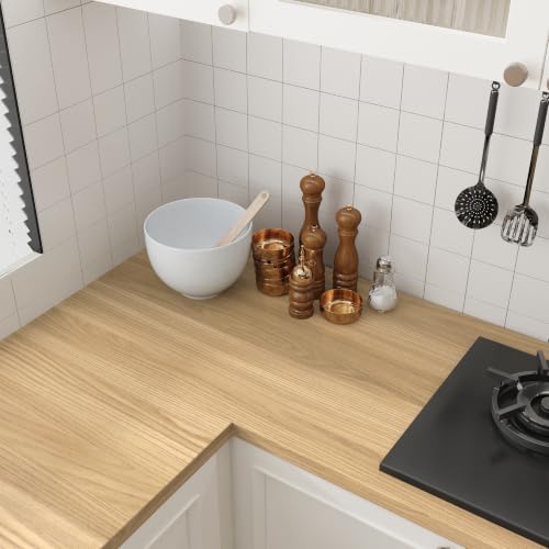 Yuritis16"X197"Light Brown WoodGrain Wallpaper Peel and Stick Countertops - color: Light Brown, size: 15.7" x 197"