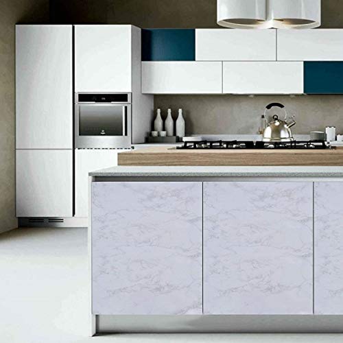 Marble Contact Paper White Peel and Stick Wallpaper for Kitchen Countertop - color: Gray/White, size: 17.7" x 196.8"