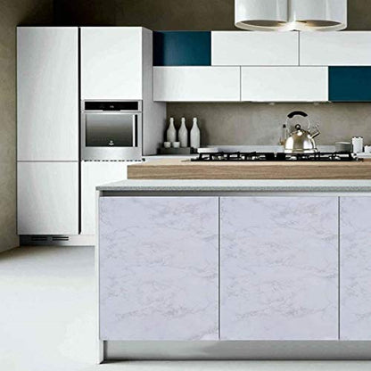 Marble Contact Paper White Peel and Stick Wallpaper for Kitchen Countertop - color: Gray/White, size: 17.7" x 196.8"