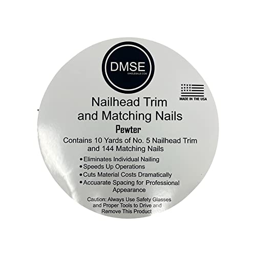 DMSE Decorative Upholstery Nailhead Tackstrip Trim with Nails (Pewter, 10 Yards) - color: Pewter