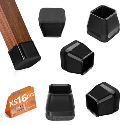 BAIPOK 16Pcs Square Chair Leg Floor Protectors with Thickened Felt Pads - color: Black, size: X-Small