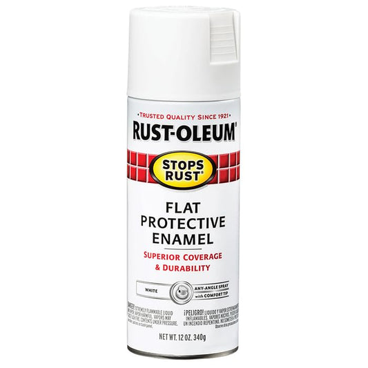 Rust-Oleum 6-Pack of 12 oz Brands 7790830 White Stops Rust Protective Enamel Spray Paint, Flat