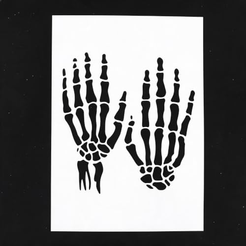TIAMECH A4 Reusable Bone Skeleton Hands Stencil for Painting - color: Bone Skeleton Hands