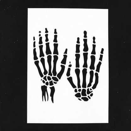 TIAMECH A4 Reusable Bone Skeleton Hands Stencil for Painting - color: Bone Skeleton Hands