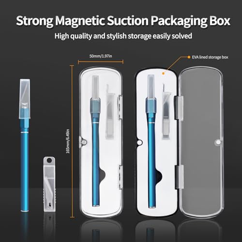 Exacto Knife, Hobby Knife Set with 10 Pieces Blades, Craft Knife Kit, Precision Knife for Pumpkin Carving, Modeling, DIY Artwork, Stencil, Scrapbooking, Paper Cutters for Crafting (Blue) - color: Blue