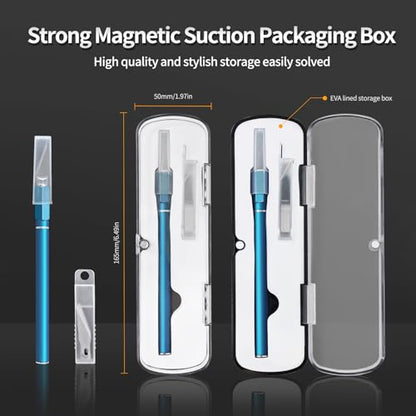 Exacto Knife, Hobby Knife Set with 10 Pieces Blades, Craft Knife Kit, Precision Knife for Pumpkin Carving, Modeling, DIY Artwork, Stencil, Scrapbooking, Paper Cutters for Crafting (Blue) - color: Blue