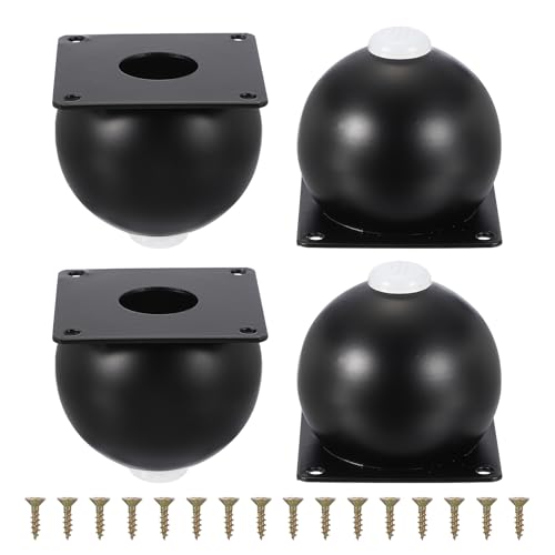uxcell Legs for Furniture Set of 4, Heavy Duty Metal Sphere Furniture Feet with Rubber Pads for Dresser, Sofa, Tables, Bed and Cabinet(2.8", Matte Black) - color: Matte Black, size: 2.8"