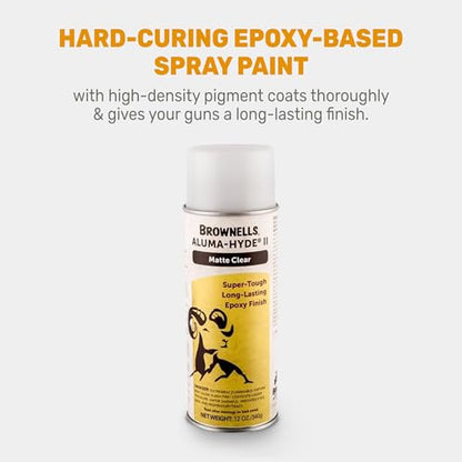 Brownells Aluma-Hyde II Epoxy Based Firearm Finish Spray Coating Protection Paint, Aerosol Can, 12 oz. (340g) Matte Clear - color: Matte Clear